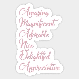 Gifts for AMANDA - Amazing, Magnificent, Adorable, Nice... [ND#2C1V1] Sticker